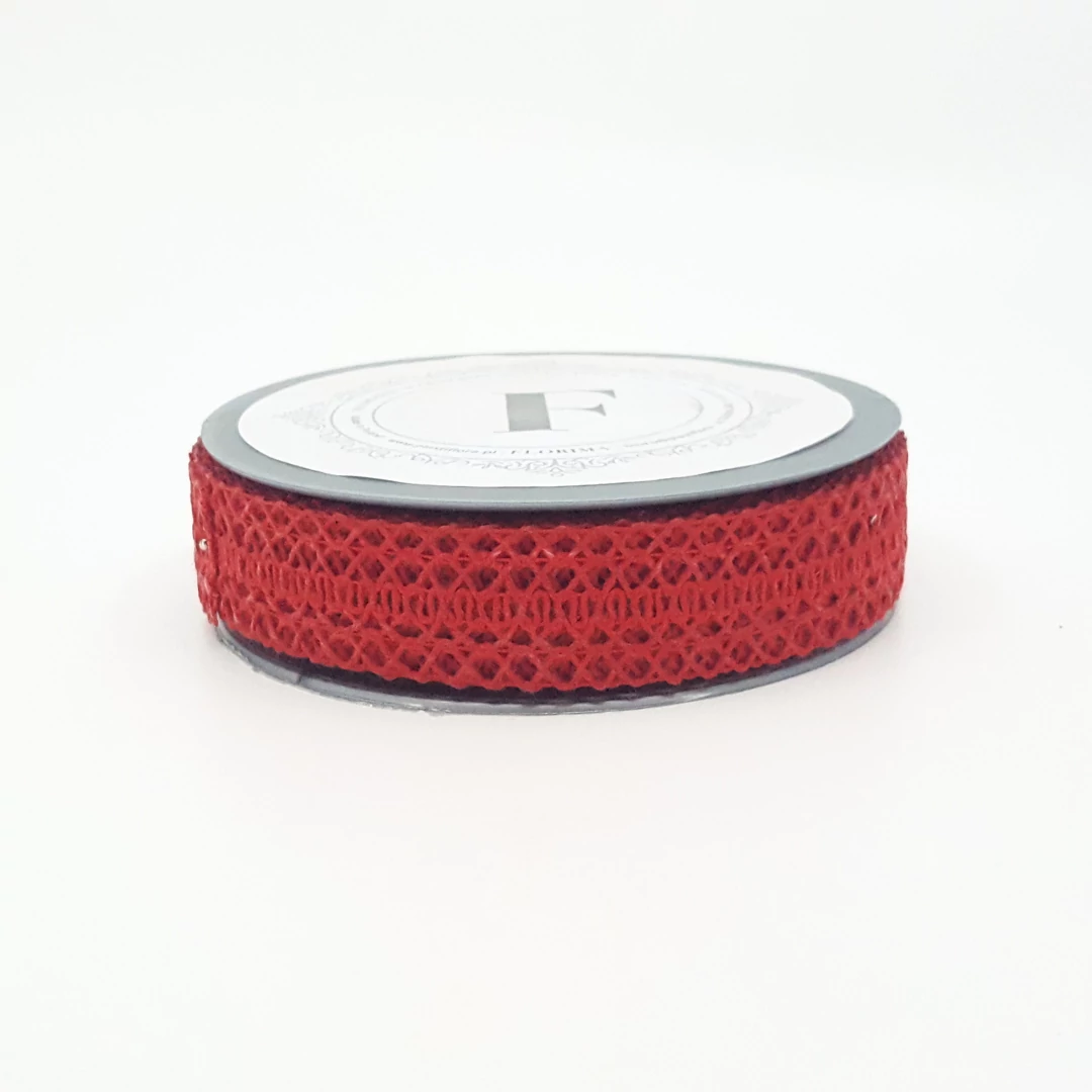 Csipkés szalag 2,5 cm 10 m, piros