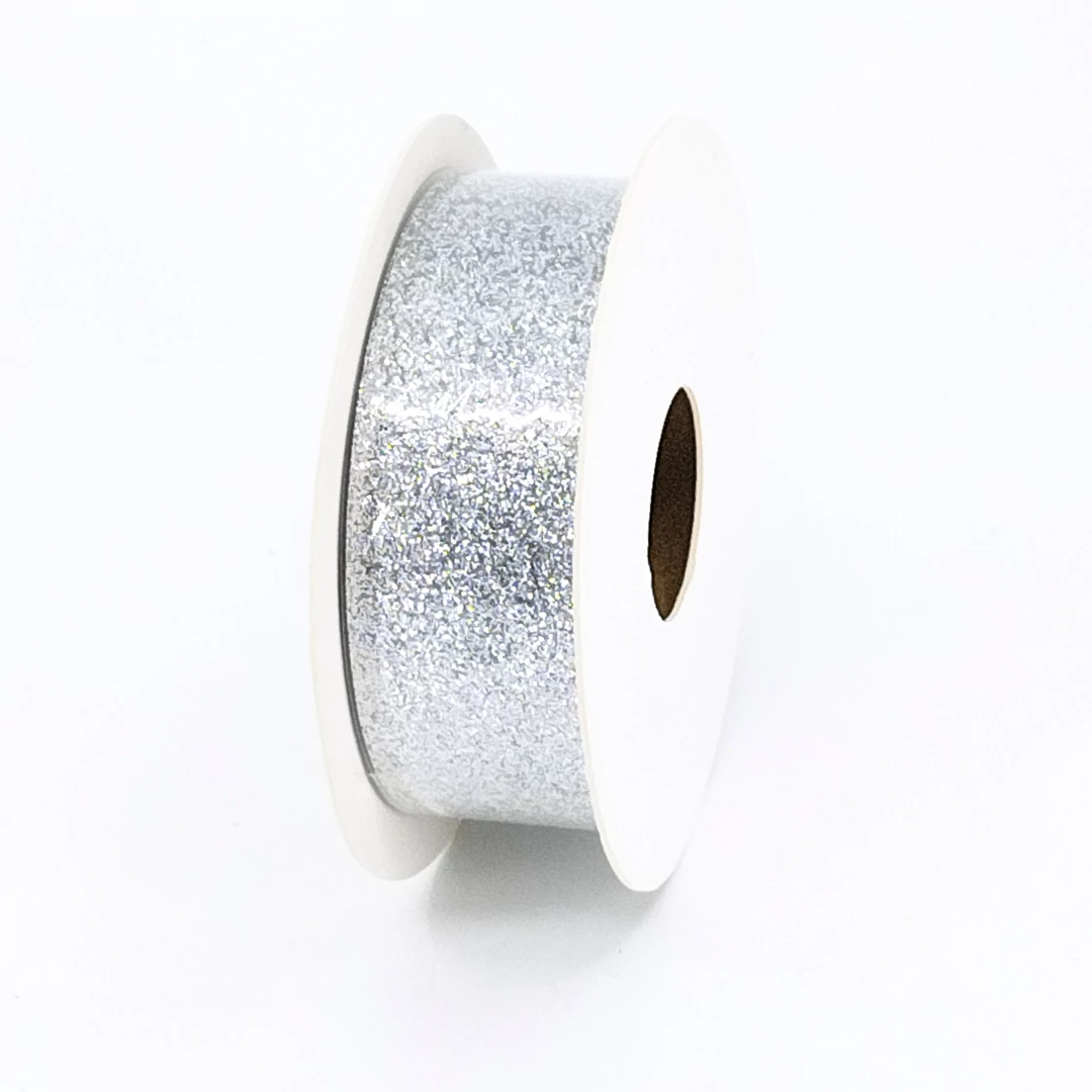Glitteres szalag 25 mm 10 m ezüst