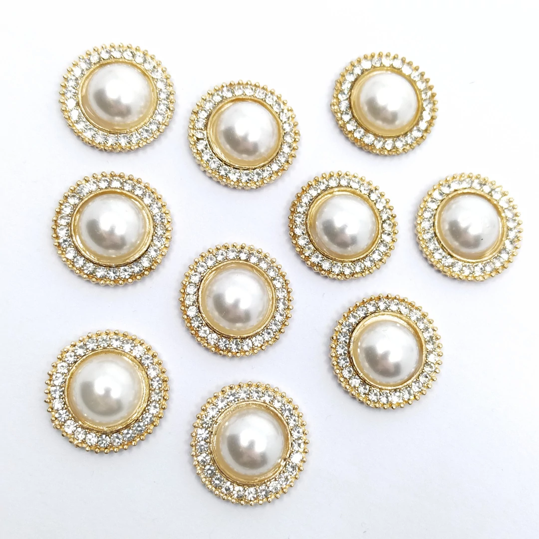 Strasszos bross kerek 10 db 2x2 cm, arany