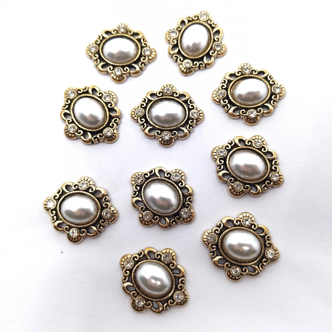 Strasszos bross 10 db 2x1.8 cm, bronzos
