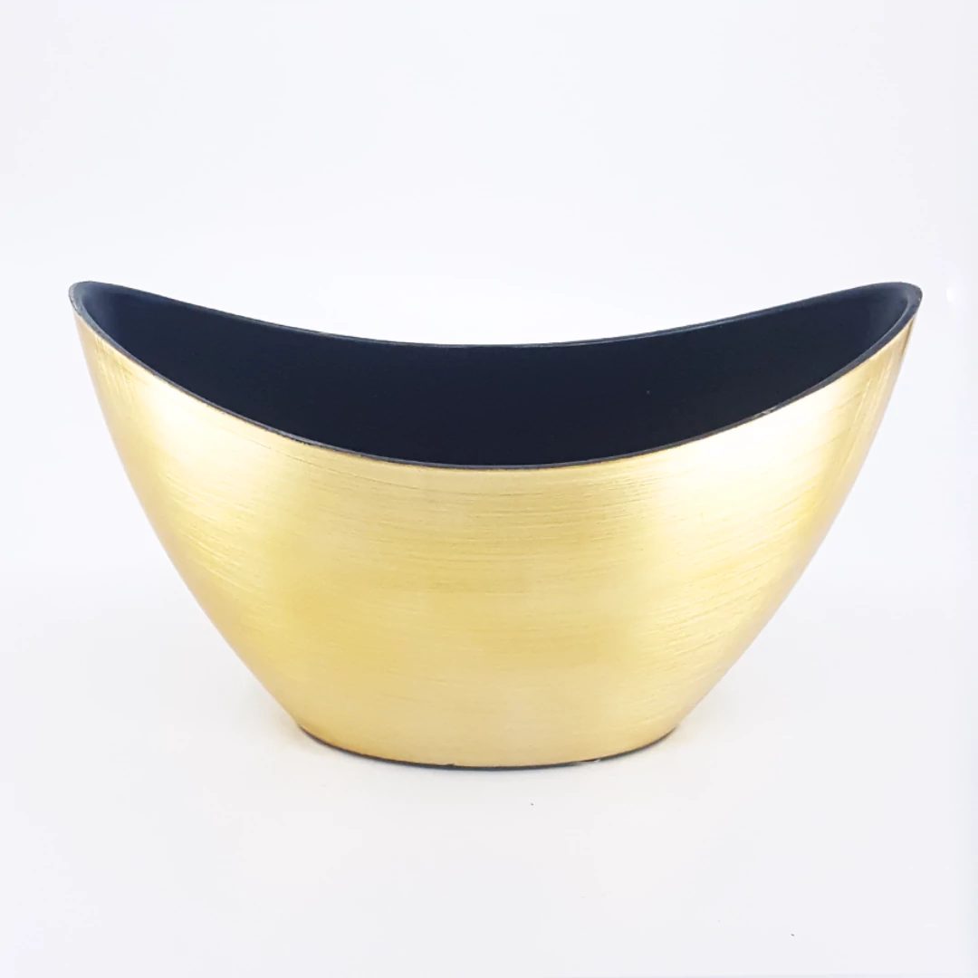 Csónak alakú kaspó műanyag 20x9x11 cm arany