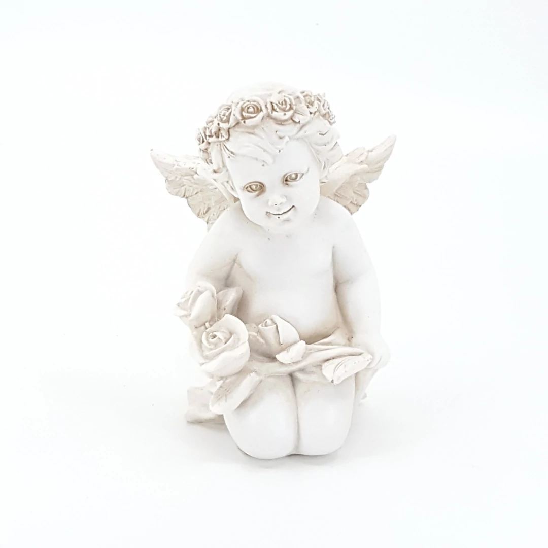 Angyal rózsával térdeplő 11.2 cm