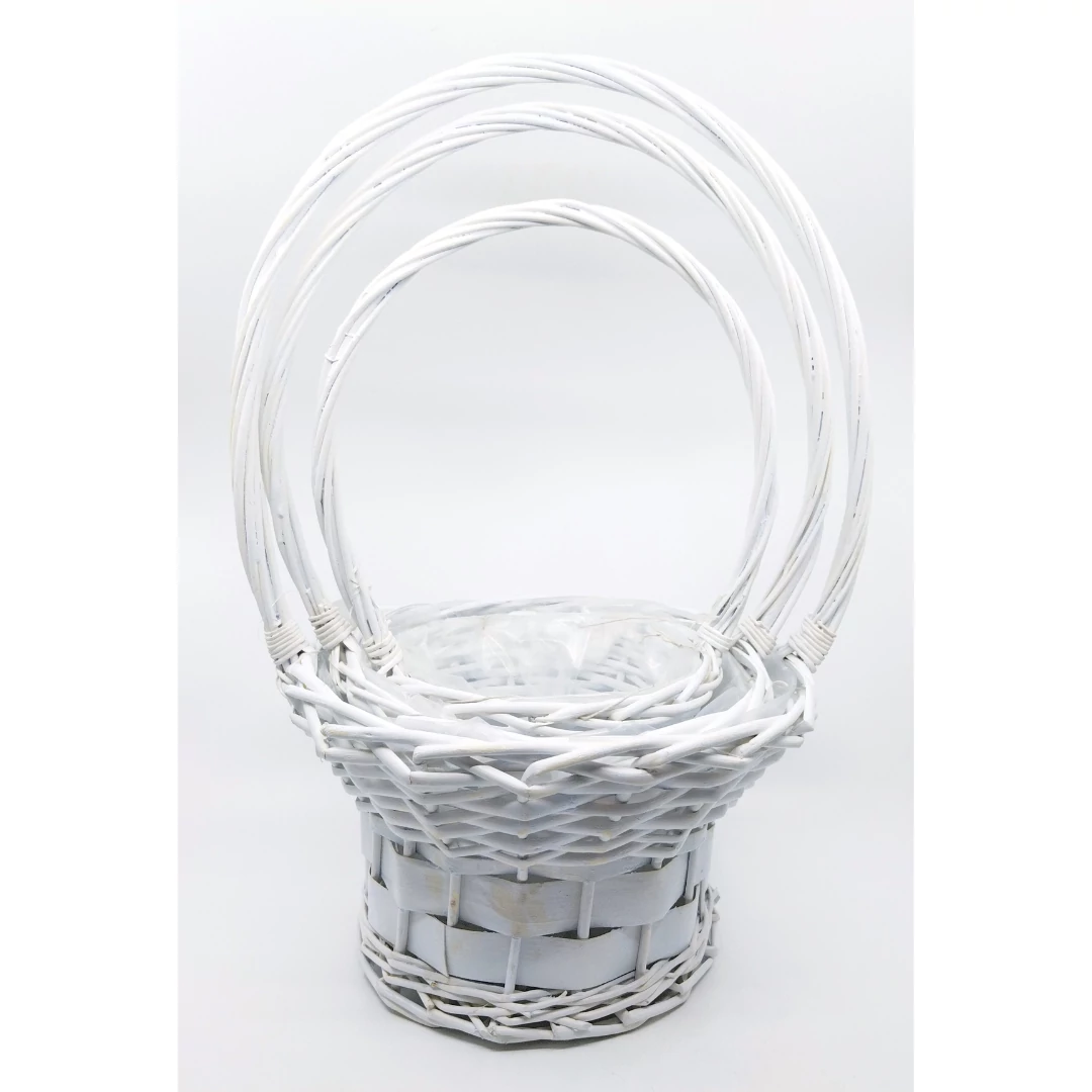 Fonott kosár bélelet 3 db-os fehér, 25 cm + 21 cm + 16 cm
