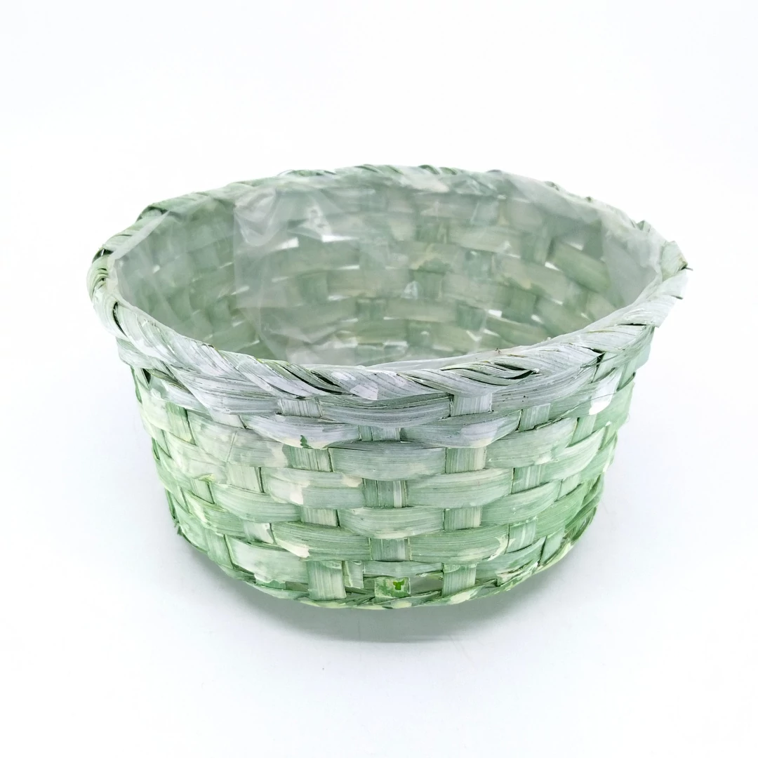 Zöld háncs kosár bélelt 20 cm