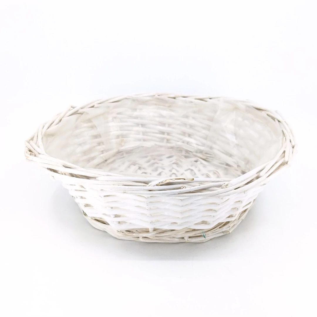 Vessző kosár fehér kerek 27 cm