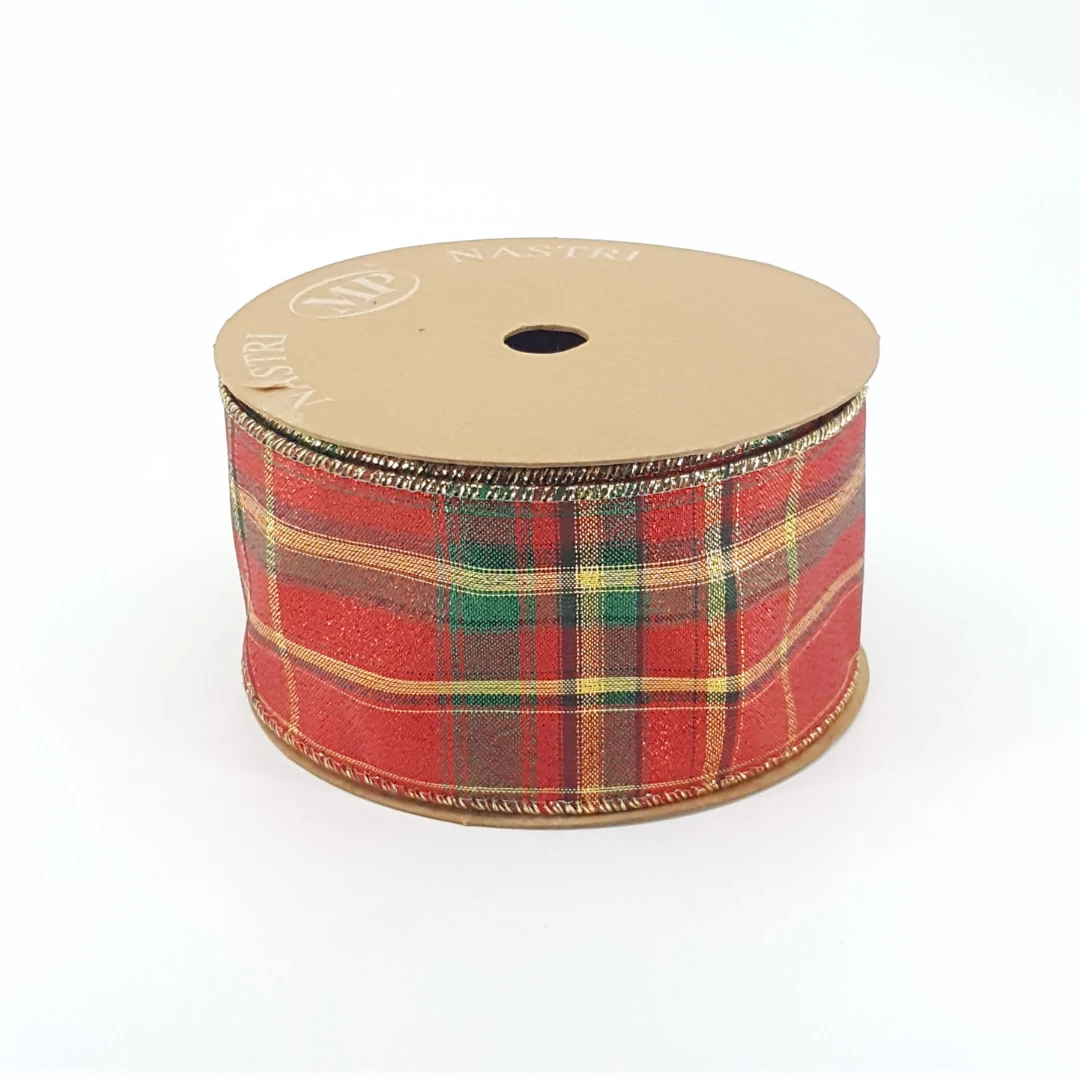 Szalag kockás 63 mm x10 m piros/arany