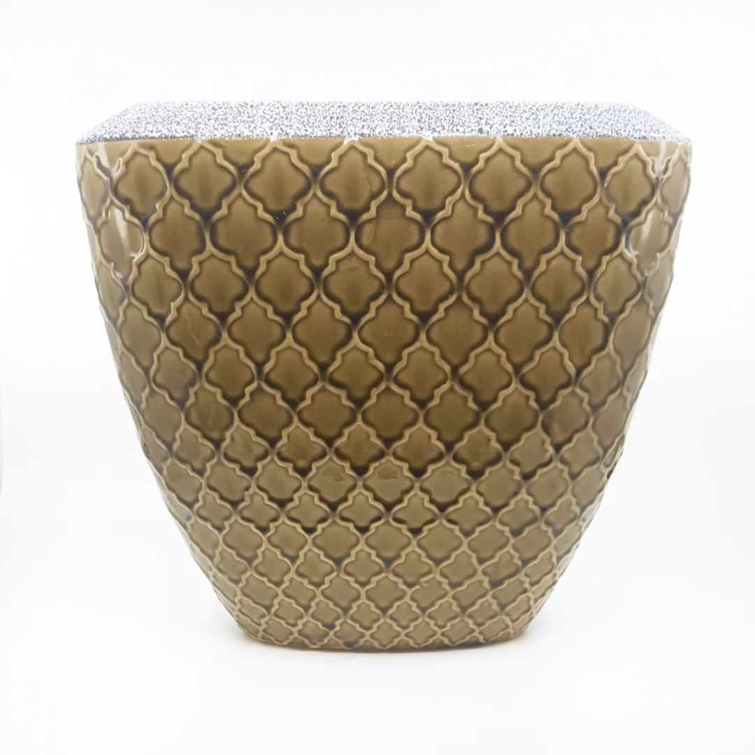 Kaspó nyomott khaki 32x14x30 cm