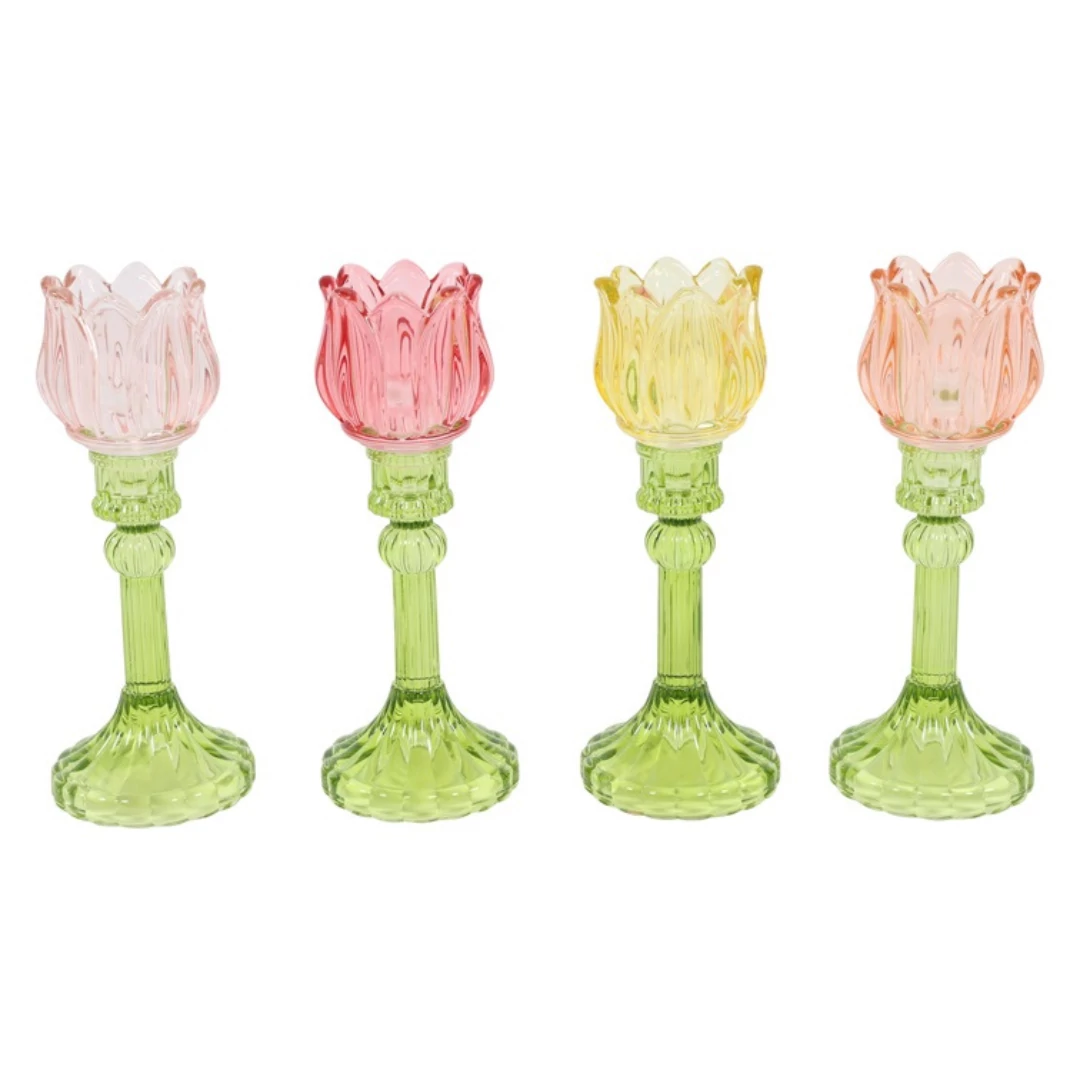 Tulipán mécsestartó talppal 8,2x8,2x22 cm