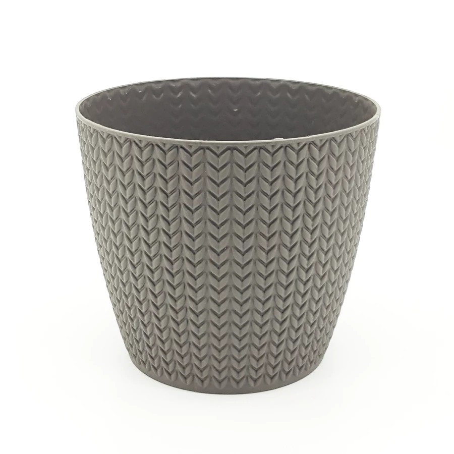 műanyag kaspó fonott mintás színes 19 cm, szürke
