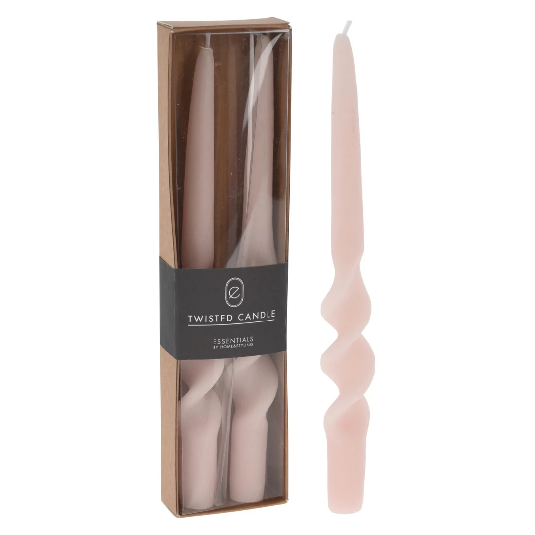Csavart gyertya light pink 2 db/doboz