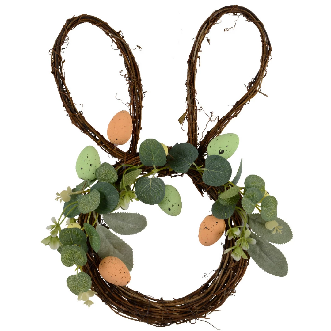 Nyuszi koszorú 22,5 cm sárga-zöld
