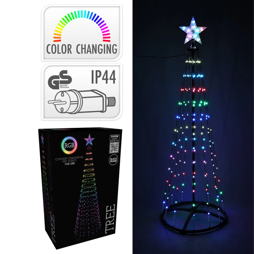 RGB ledes fa 150 cm 154 led fekete