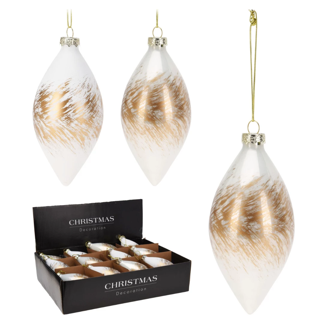 Karácsonyi függők arany/fehér 13 cm