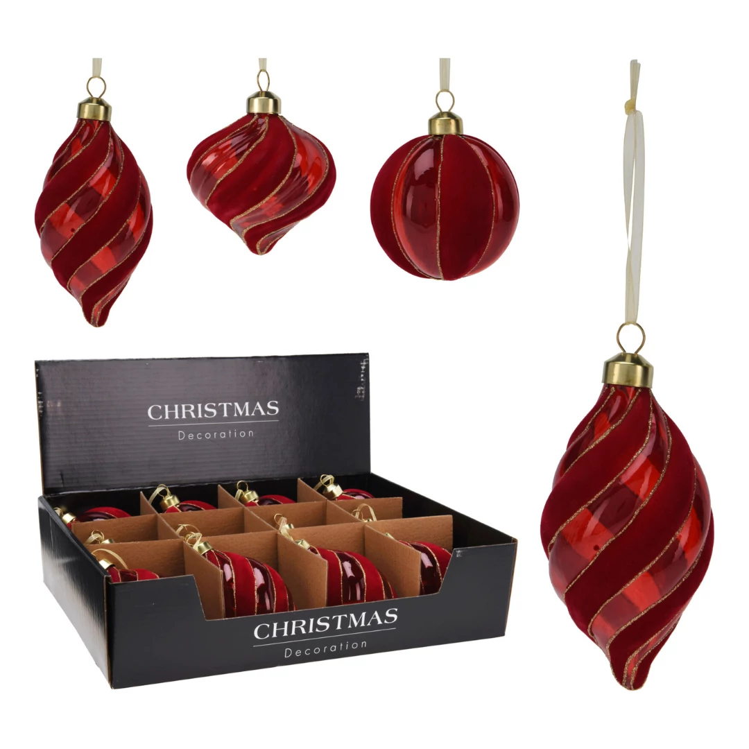 Üveg függő bordó velvet 8 cm