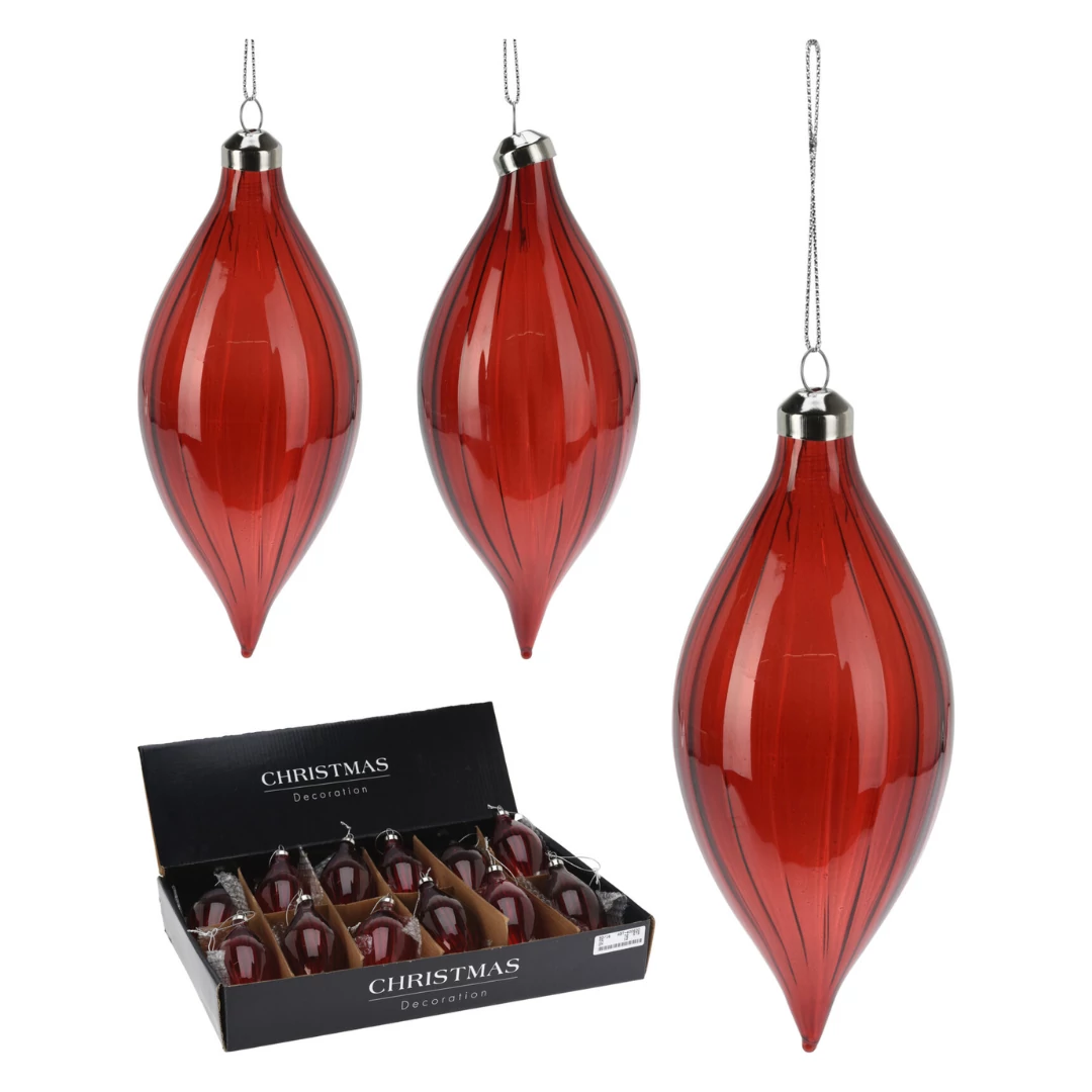 Csepp üveg piros 12 cm