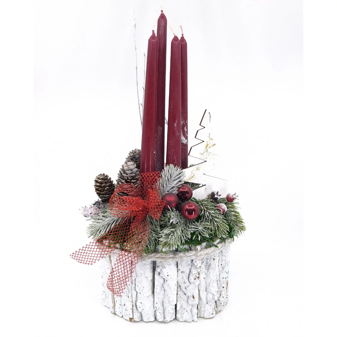 Piros karácsonyi asztaldísz 44 cm