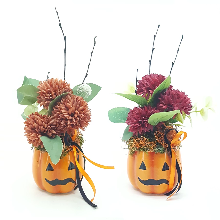 Halloweeni virágkompozíció pirosas 30 cm