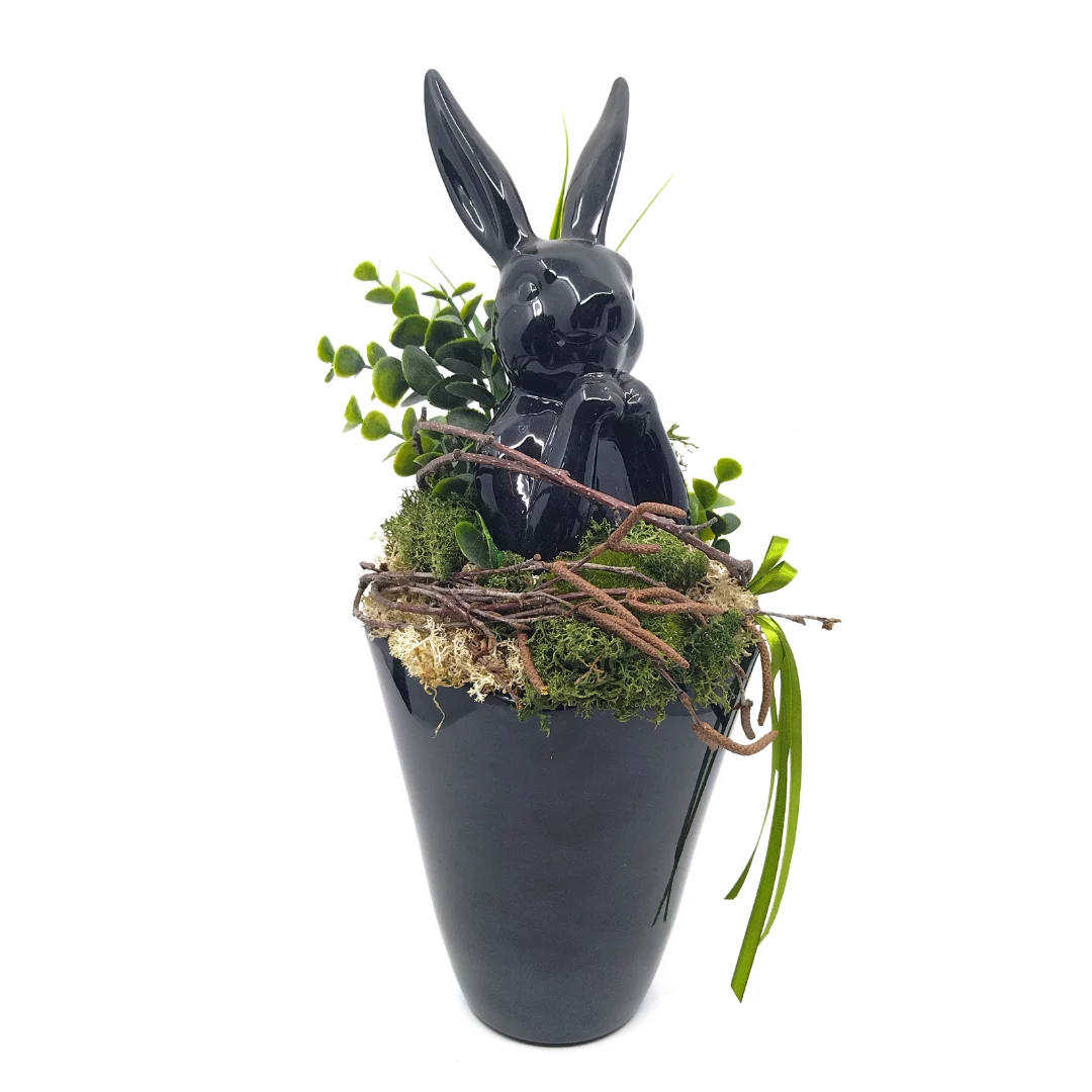 Nyuszi fekete kaspóban  39 cm